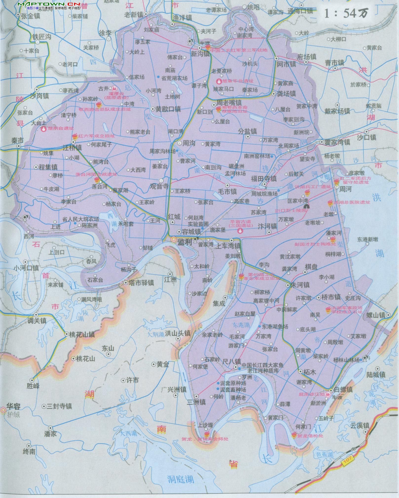 荆州市监利县地图