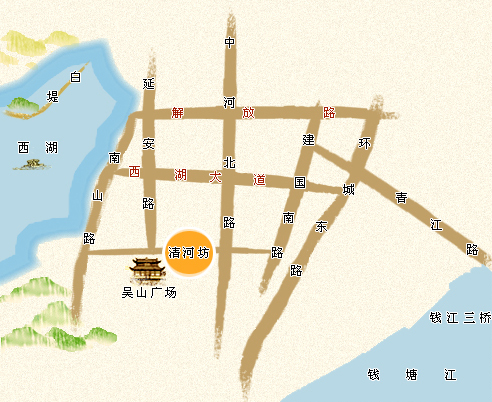 河坊街地图 步行街图片