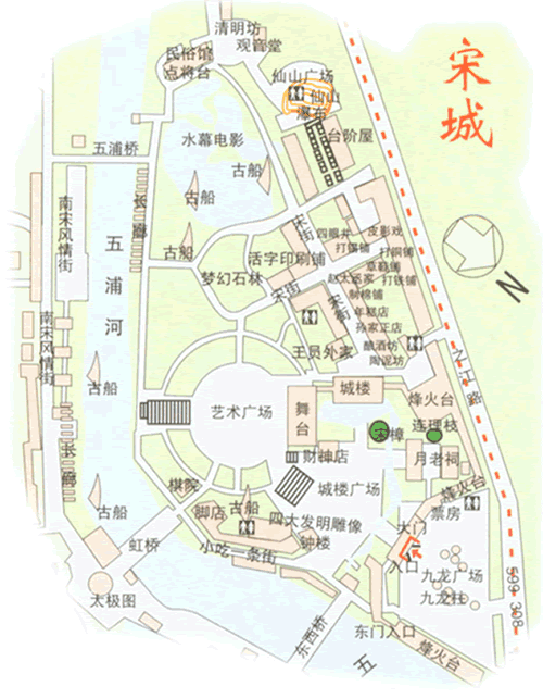 杭州宋城地图路线图片